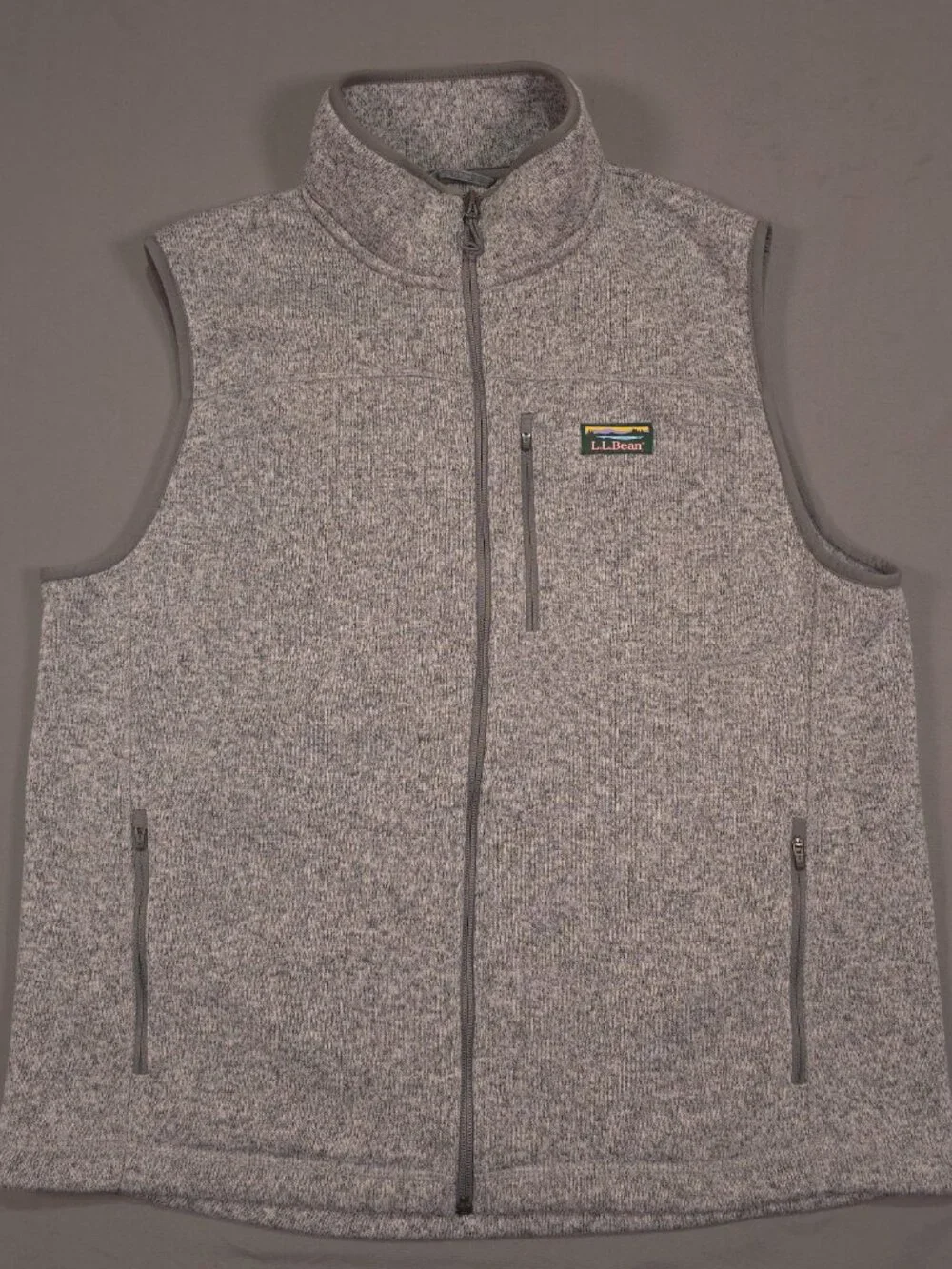 L.L.Bean Men's Large Gray Sweater Fleece Vest Slightly Fitted 505974
